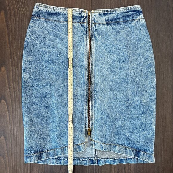VTG Stonewashed Denim Skirt Juniors Size 13 100% Cotton Front Zip Y2K Streetwear - Picture 10 of 11